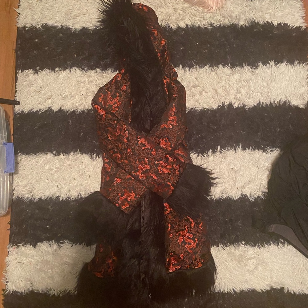 Rare hooded current mood fur trim coat!